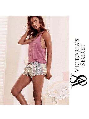 Victoria’s Secret | Mauve Paisley Lightweight Flounce Shorts | Size Large